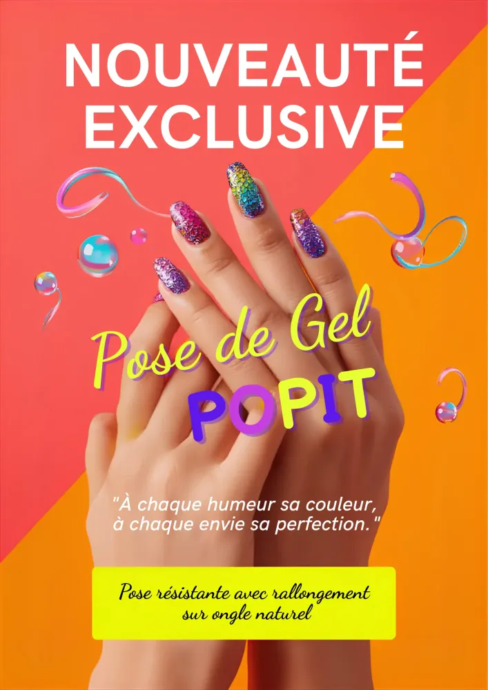 Elegant Gel Nail Poster with Popit Technique